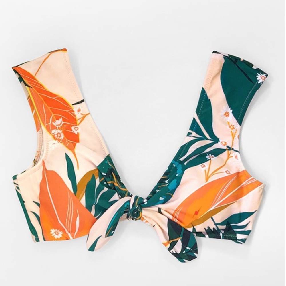Leafy Print Bikini Top